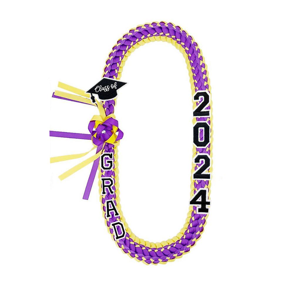 Graduation Leis Class of 2024 Decorations,Graduation Leis 2024,Handmade Quadruple Braided Graduation Ribbon Necklace, Graduation Gifts for Her Him Congrats Grad Class of 2024 O5E4
